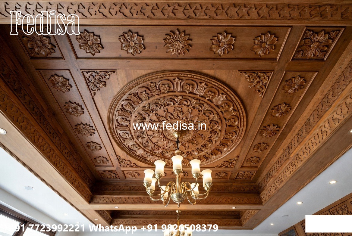 Wooden Ceiling Design Hall Fall Ceiling Design With 2 Fans No-1877