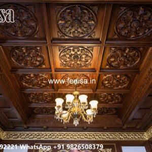 Wooden Ceiling Design High Ceiling Living Room Wall Decor No-2016