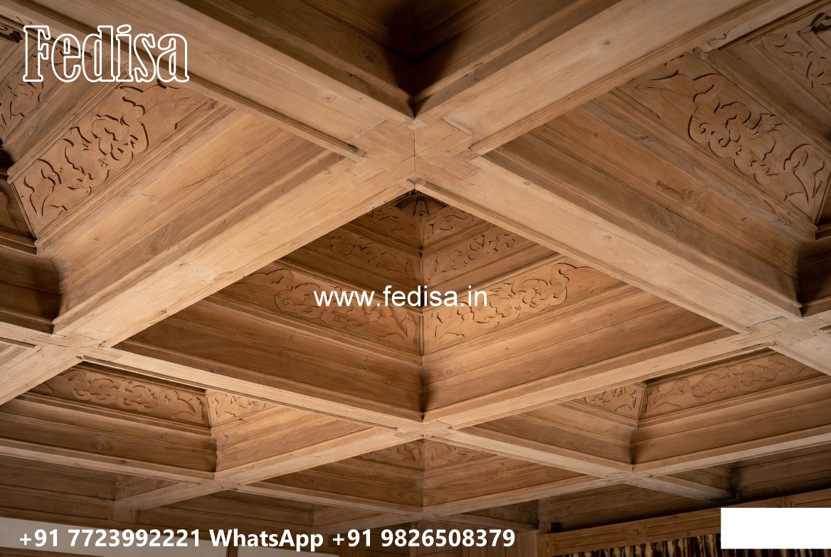 Wooden Ceiling Design Pop Groove Design On Ceiling No-2219