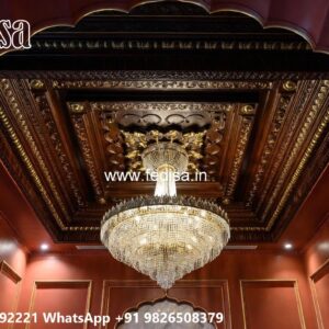 Wooden Ceiling Design L Shaped Living Room False Ceiling Design No-2299