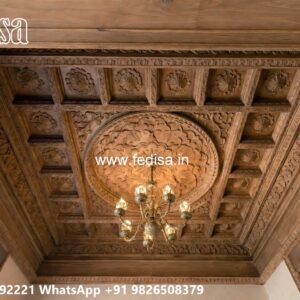 Wooden Ceiling Design Pop Design With 2 Fans No-2434