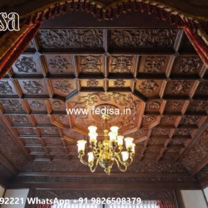 Wooden Ceiling Design Pop Design For Hall Two Fan No-2437