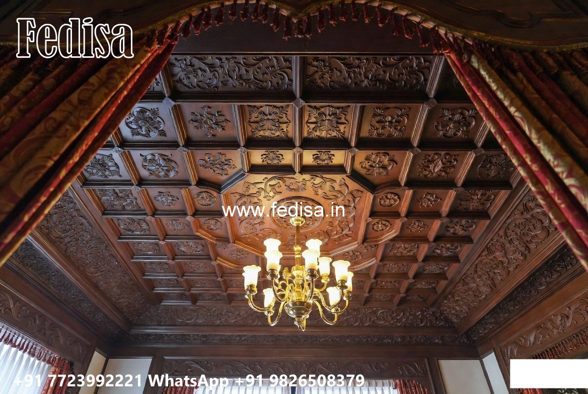 Wooden Ceiling Design Pop Design For Hall Two Fan No-2437