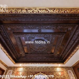 Wooden Ceiling Design False Ceiling Design With Jhumar No-2715