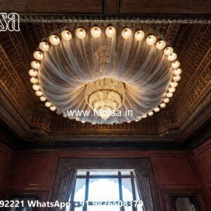 Wooden Ceiling Design False Ceiling For Hall With 2 Fans No-2887