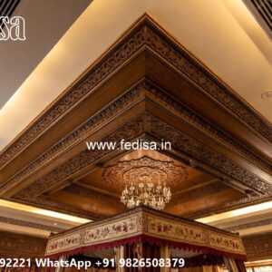 Wooden Ceiling Design False Ceiling With 2 Fans No-2940