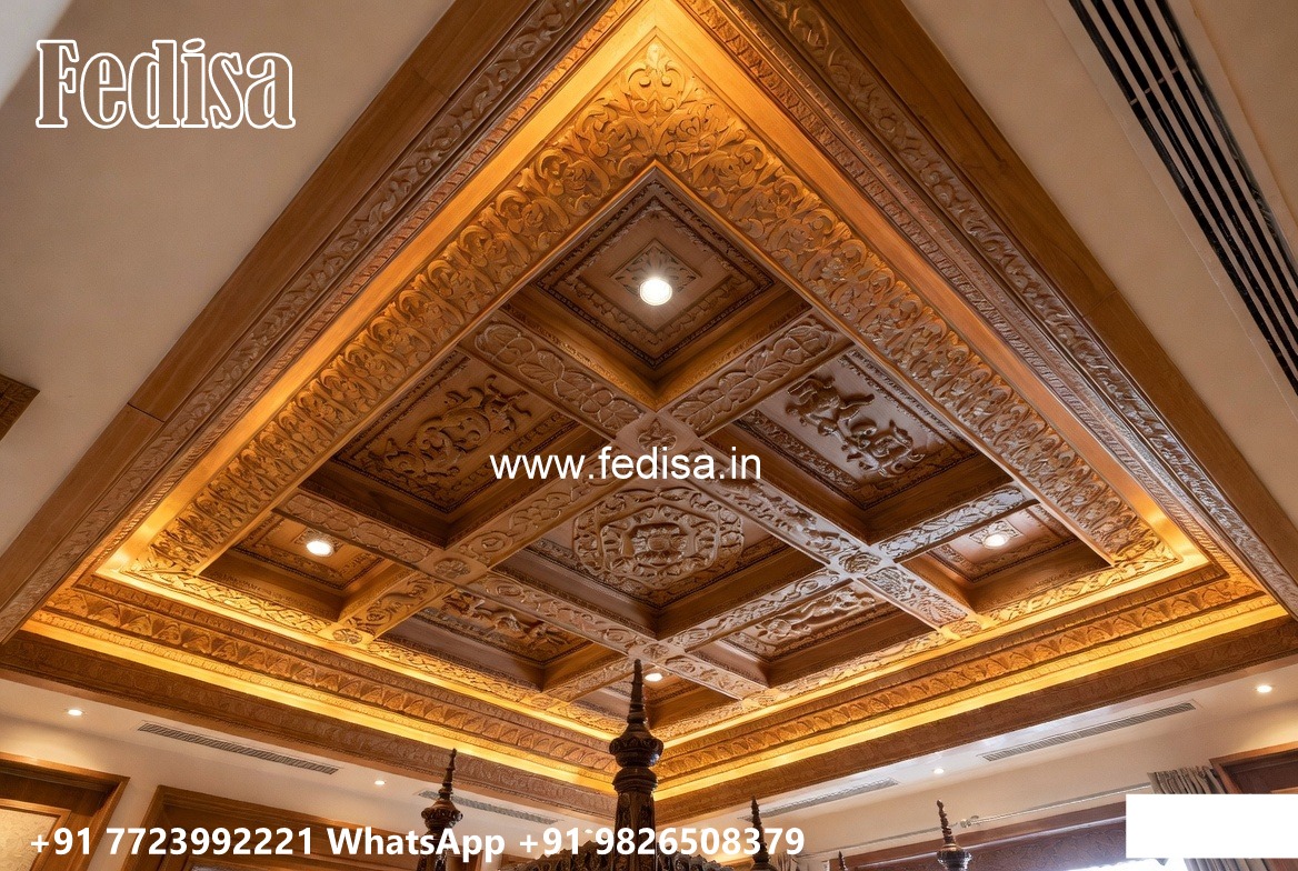 Wooden Ceiling Design Pop Gypsum Ceiling No-2967