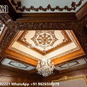 Wooden Ceiling Design Dining Table False Ceiling No-2971
