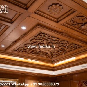 Wooden Ceiling Design False Ceiling For L Shaped Living Room No-2998