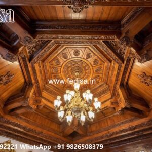 Wooden Ceiling Design Brown False Ceiling No-3050