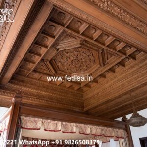 Wooden Ceiling Design Pop False Ceiling Bedroom No-3087