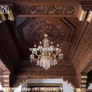Wooden Ceiling Design False Ceiling With Chandelier No-3236