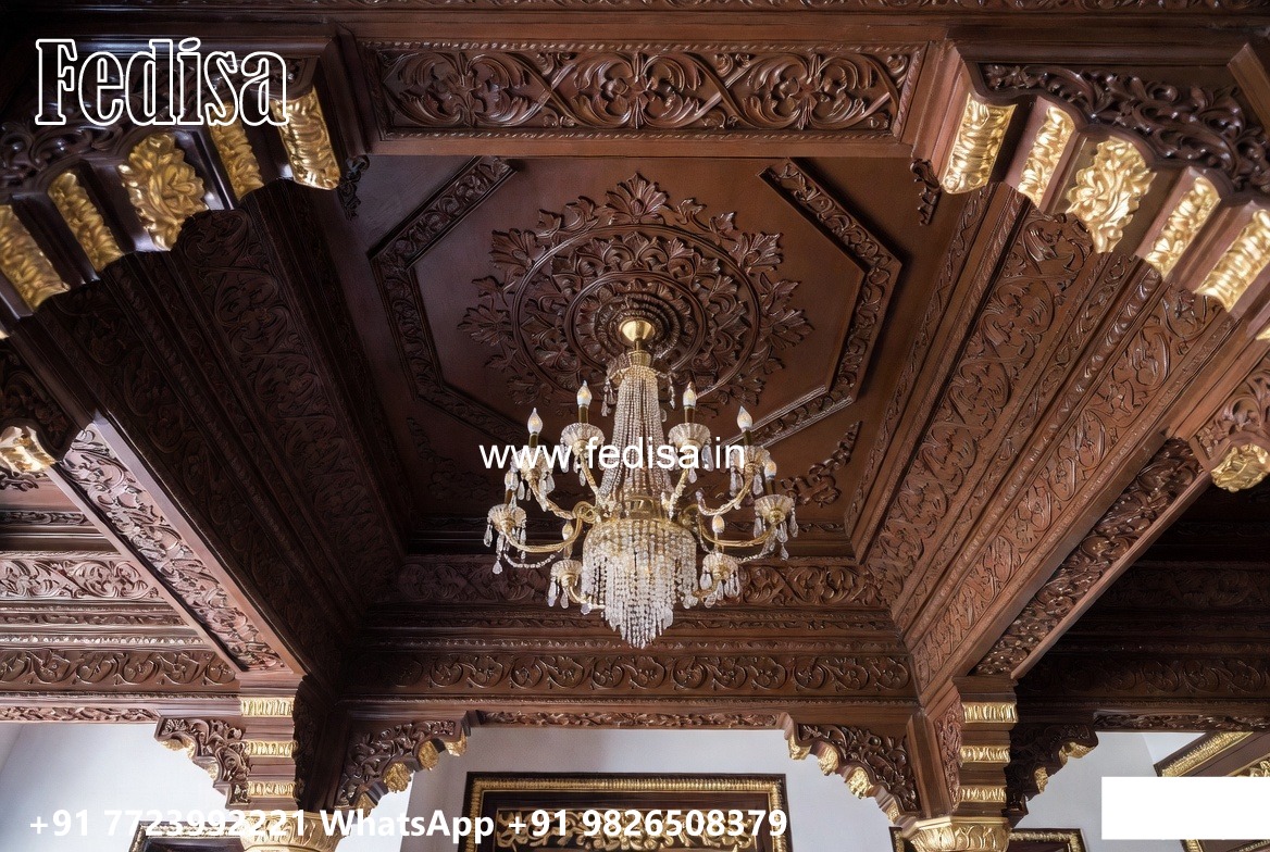 Wooden Ceiling Design False Ceiling With Chandelier No-3236
