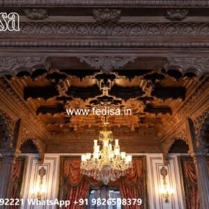 Wooden Ceiling Design Pop Ceiling With 2 Fans No-3345