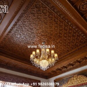 Wooden Ceiling Design False Ceiling For 2 Fans No-3395