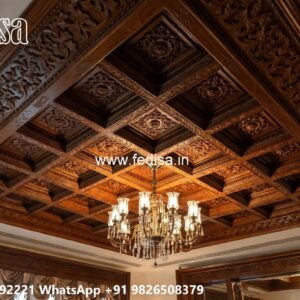 Wooden Ceiling Design Plus Minus Pop Design With Color No-3501
