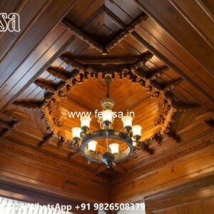 Wooden Ceiling Design 2 Fan Pop Design No-3660