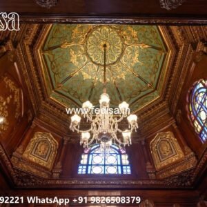 Wooden Ceiling Design Pop Flower Design For Room No-3787