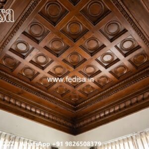 Wooden Ceiling Design Pop Design Hall 2 Fan No-3864