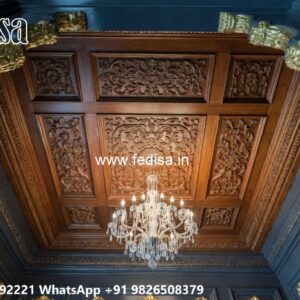 Wooden Ceiling Design Best Pop Design For Hall With 2 Fans No-3896