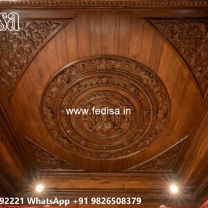 Wooden Ceiling Design L Shape Hall False Ceiling Design No-3944