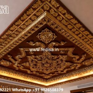 Wooden Ceiling Design 3 Fan Pop Design No-3986