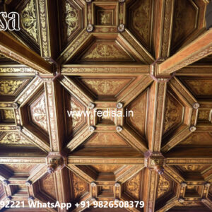 Wooden Ceiling Design Double Fan Pop Design Plus Minus No-4045