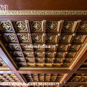 Wooden Ceiling Design Pop Design With Two Fans No-4083