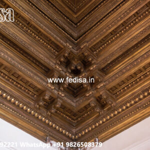 Wooden Ceiling Design Front Pop Design No-4177