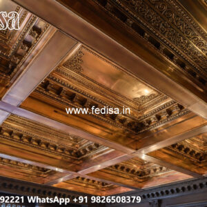 Wooden Ceiling Design Pop Design For Parking Area No-4283