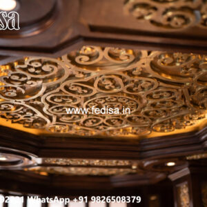 Wooden Ceiling Design Pop Design Two Fan No-4330