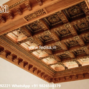Wooden Ceiling Design False Ceiling With 2 Fans No-4347