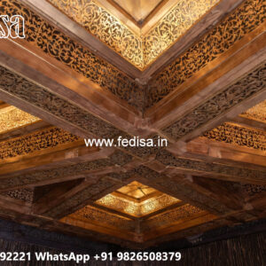 Wooden Ceiling Design Square Pillar Pop Design No-4381