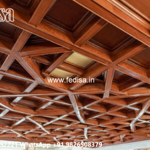 Wooden Ceiling Design Single Fan Pop Design No-4436