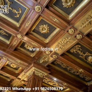 Wooden Ceiling Design Half Pop Design No-4518