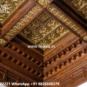 Wooden Ceiling Design Double Fan False Ceiling No-4561