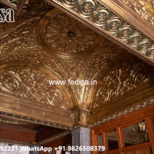 Wooden Ceiling Design Two Fan Box Pop Design No-4632
