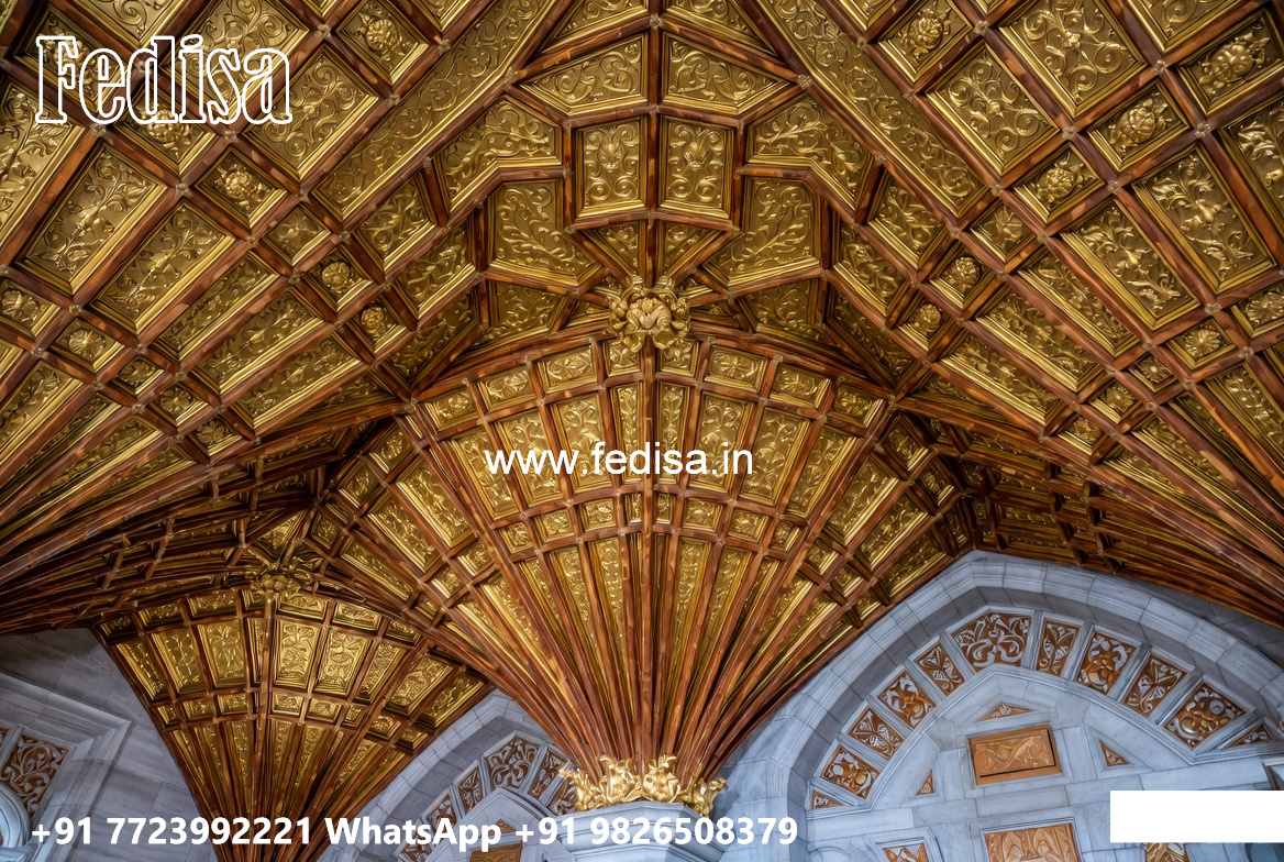 Wooden Ceiling Design L Shape Hall Pop Design No-4663