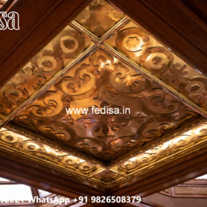 Wooden Ceiling Design Pop Design For 2 Fan Room No-4715