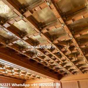 Wooden Ceiling Design Pop Groove Design On Ceiling No-4750