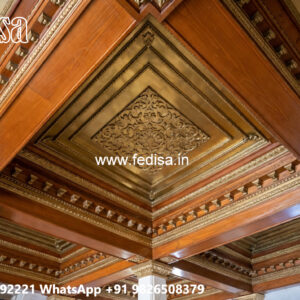 Wooden Ceiling Design Pop Design Square Shape No-4776