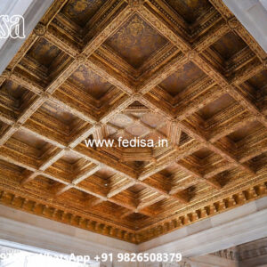 Wooden Ceiling Design Pop Design Hall Plus Minus No-4855
