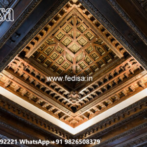 Wooden Ceiling Design Pop Design With Light No-4940