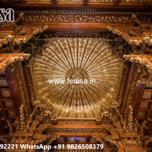 Wooden Ceiling Design Round Shape Pop Design No-5069