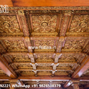 Wooden Ceiling Design Main Hall L Shape False Ceiling Design No-5095