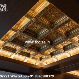 Wooden Ceiling Design False Ceiling Design 2 Fans No-5184