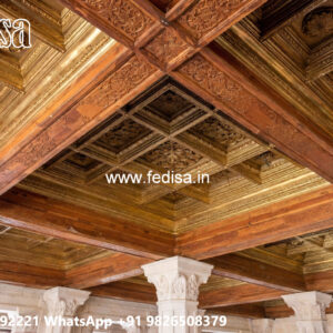 Wooden Ceiling Design Pop Design For Two Fans No-5241