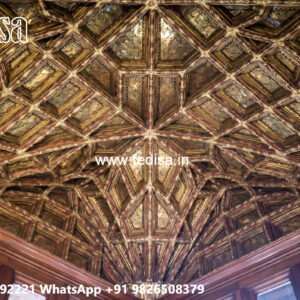 Wooden Ceiling Design Pop Design For Double Fan No-5262