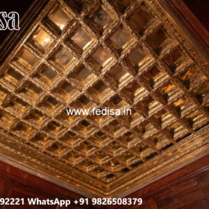 Wooden Ceiling Design False Ceiling For Hall With Two Fans No-5327