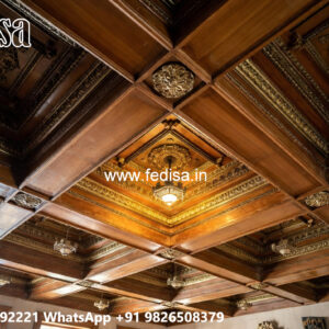 Wooden Ceiling Design Hall Pop Design 2 Fan No-5505